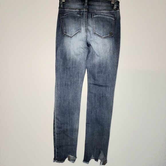 Indigo Reins distressed hem button fly high rise jeans size 5 juniors - Picture 3 of 8